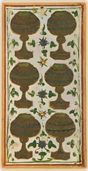 Kopparnas sex, faksimil av ett tarotkort från "Visconti"-kortleken, 1441-47